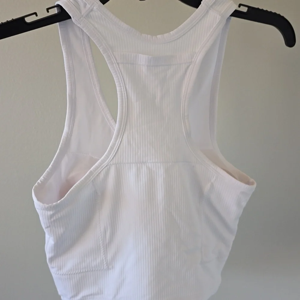 White Ribbed Racerback Bralette Top - Picture 4 of 9